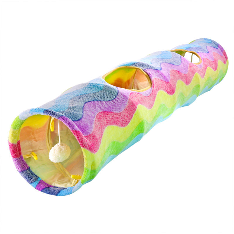 Happy Paws - Collapsible Rainbow Cat Tunnel Scratch Resistant